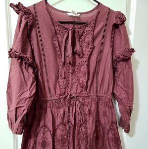 H&M boho burgundy dress